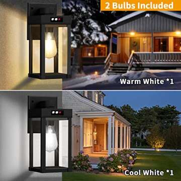 Yomisga Solar Wall Lights Outdoor Dusk to Dawn Porch Lighting, Exterior Light fixtures Wall Mount Waterproof Solar Wall Lantern with Motion Sensor, Outside Wall Sconce for House, Garage, Front Door