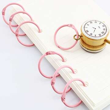 Stylish 50pcs Pink Binder Rings Perfect for Crafting