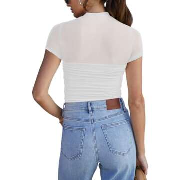 Trendy REORIA Sexy Bodysuit - Mock Turtle Neck, Soft & Stylish!