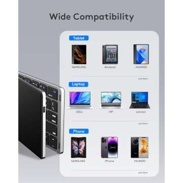 Samsers Foldable Bluetooth Keyboard - Portable Wireless Keyboard with Stand Holder, Rechargeable Ful...