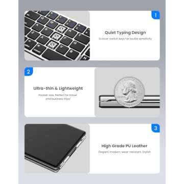 Samsers Foldable Bluetooth Keyboard - Portable Wireless Keyboard with Stand Holder, Rechargeable Full Size Ultra Slim Folding Keyboard Compatible iOS Android Windows Smartphone Tablet & Laptop-Silver