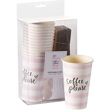 Eccolo 16 oz Disposable Coffee Cups with Lids and Sleeves
