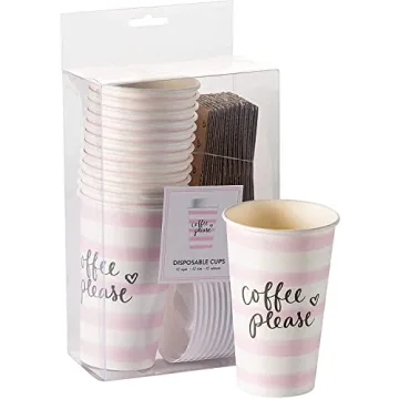 Eccolo 16 oz Disposable Coffee Cups with Lids and Sleeves