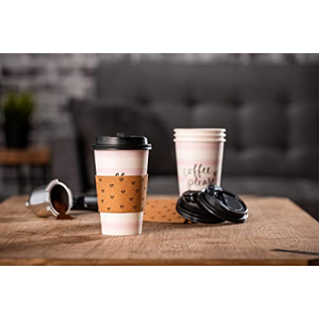 Eccolo 16 oz Disposable Coffee Cups with Lids and Sleeves