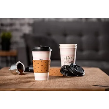 Eccolo 16 oz Disposable Coffee Cups with Lids and Sleeves
