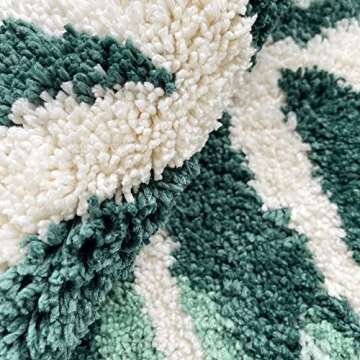 UKELER Cute Monstera Leaf Shape Bathroom Rug for Kids Non Slip Absorbent Bath Mat Washable Shaggy Kids Bedroom Decor Bathroom Door Mat Small Toilet Rug 23.6''x17.7''