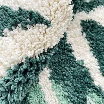 UKELER Cute Monstera Leaf Shape Bathroom Rug for Kids Non Slip Absorbent Bath Mat Washable Shaggy Kids Bedroom Decor Bathroom Door Mat Small Toilet Rug 23.6''x17.7''