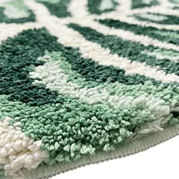 UKELER Cute Monstera Leaf Shape Bathroom Rug for Kids Non Slip Absorbent Bath Mat Washable Shaggy Kids Bedroom Decor Bathroom Door Mat Small Toilet Rug 23.6''x17.7''