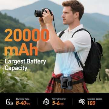 Portable Waist Fan Personal 20000mah 100 Speeds Clip On Shirt Fan Belt Cooling Device Wearable Cool ...