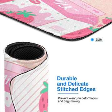 Kawaii Strawberry Milk Shake Mouse Pad for Home Office