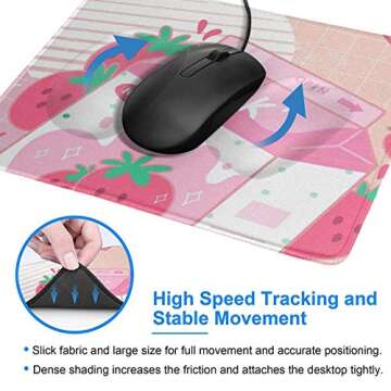 Kawaii Strawberry Milk Shake Mouse Pad for Home Office