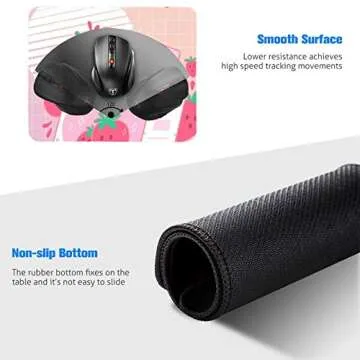 Kawaii Strawberry Milk Shake Mouse Pad for Home Office