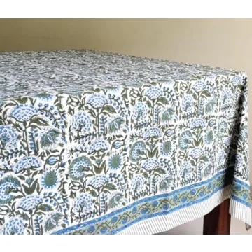 ATOSII Clover Blue Cotton Tablecloth for All Occasions
