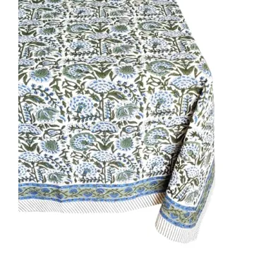 ATOSII Clover Blue Cotton Tablecloth for All Occasions