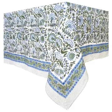 ATOSII Clover Blue Cotton Tablecloth for All Occasions