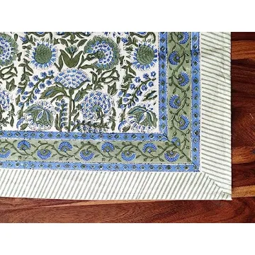 ATOSII Clover Blue Cotton Tablecloth for All Occasions