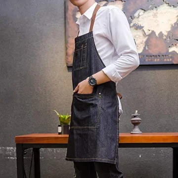 Yiswear Unisex Multi-Pocket Adjustable Denim Apron