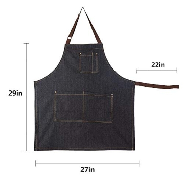 Yiswear Unisex Multi-Pocket Adjustable Denim Apron