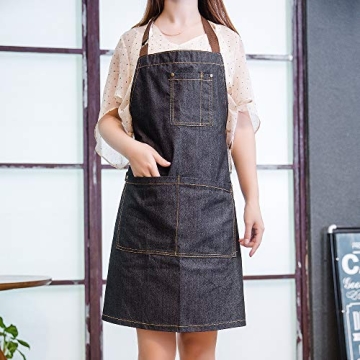 Yiswear Unisex Multi-Pocket Adjustable Denim Apron