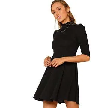 Stylish Floerns Women's Mock Neck Cocktail Dress - Black