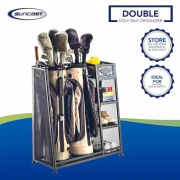 Suncast Heavy-Duty Golf Bag Organizer with Adjustable Shelves