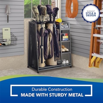 Suncast Heavy-Duty Golf Bag Organizer with Adjustable Shelves