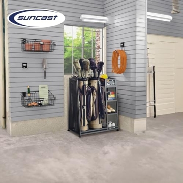 Suncast Heavy-Duty Golf Bag Organizer with Adjustable Shelves