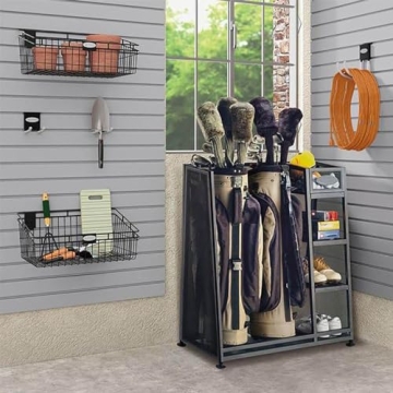 Suncast Heavy-Duty Golf Bag Organizer with Adjustable Shelves