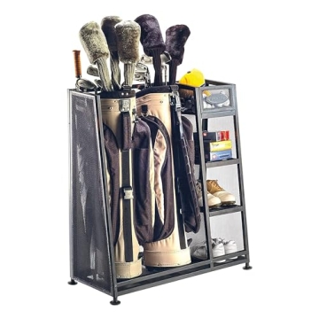 Suncast Heavy-Duty Golf Bag Organizer with Adjustable Shelves