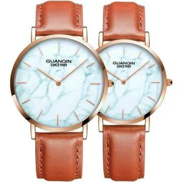 Waterproof Quartz Stainless Steel/Leather Watch Set