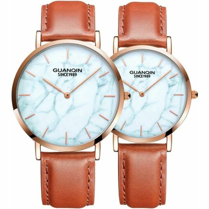 Waterproof Quartz Stainless Steel/Leather Watch Set