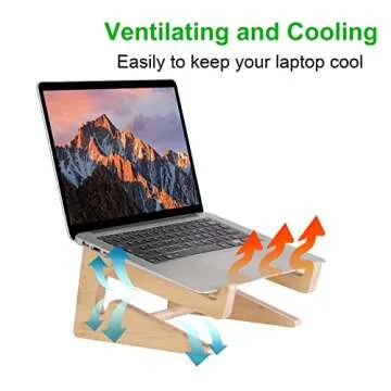 Nuvograin Laptop Stand, Wooden Vertical Laptop Stand for Desk, Bamboo Laptop Stand Compatible with MacBook Air Pro/Dell XPS/Surface pro/HP/Pixelbook/Lenovo, More Laptops 13-17.7inch