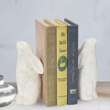 Creative Co-Op Rabbit Marble Bookends - Unique Home Decor