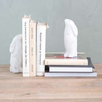 Creative Co-Op Rabbit Marble Bookends - Unique Home Decor