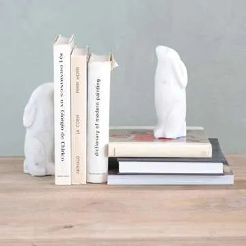 Creative Co-Op Rabbit Marble Bookends - Unique Home Decor