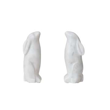 Creative Co-Op Rabbit Marble Bookends - Unique Home Decor
