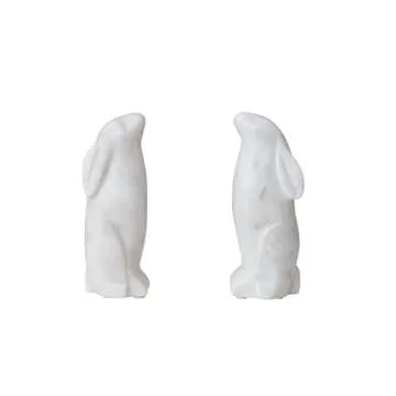 Creative Co-Op Rabbit Marble Bookends - Unique Home Decor
