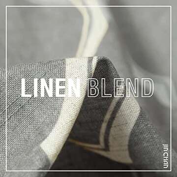 jinchan Curtains Grey Linen Living Room Drapes Light Filtering Moroccan Tile Print Window Treatment for Bedroom Curtain Flax Textured Geometry Lattice Grommet Dining Room 84 Inch Length 2 Panels