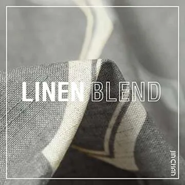 jinchan Curtains Grey Linen Living Room Drapes Light Filtering Moroccan Tile Print Window Treatment for Bedroom Curtain Flax Textured Geometry Lattice Grommet Dining Room 84 Inch Length 2 Panels