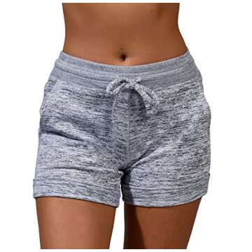 90 Degree By Reflex Soft and Comfy Activewear Lounge Shorts with Pockets and Drawstring for Women - ...