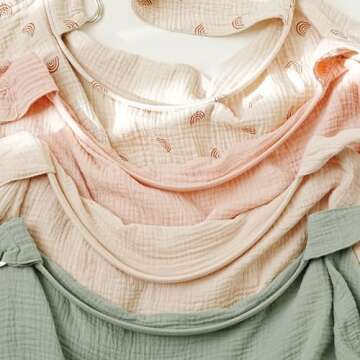 MairMore Muslin Nursing Covers for Breastfeeding, Privacy Breast Feeding Cover with Arch Neckline for Mom and Baby, Breathable 100% Cotton Nursing Apron Multi-use Stroller Cover