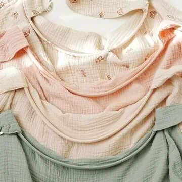 MairMore Muslin Nursing Covers for Breastfeeding, Privacy Breast Feeding Cover with Arch Neckline for Mom and Baby, Breathable 100% Cotton Nursing Apron Multi-use Stroller Cover