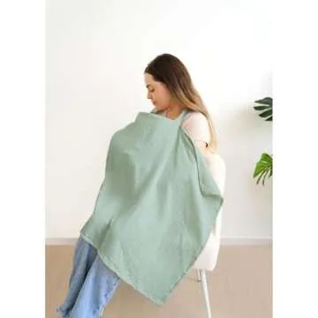 MairMore Muslin Nursing Covers for Breastfeeding, Privacy Breast Feeding Cover with Arch Neckline for Mom and Baby, Breathable 100% Cotton Nursing Apron Multi-use Stroller Cover