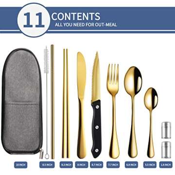 Logcow Portable Travel Utensils,Reusable Utensils,Travel Camping Cutlery Set,Stainless Steel Flatwar...