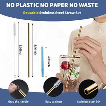 Logcow Portable Travel Utensils,Reusable Utensils,Travel Camping Cutlery Set,Stainless Steel Flatware Set with Case,Lunch Boxes Workplace Camping School Picnic (Gold)