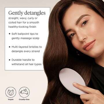 Briogeo Vegan Boar Bristle Hair Brush for Every Hair Type - Detangle with Ease