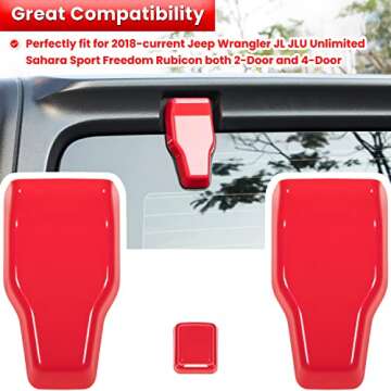 Rear Tail Door Window Hinge & Rain Wiper Nozzle Cover Trim for 2018-2024 Jeep Wrangler JL JLU Sports...