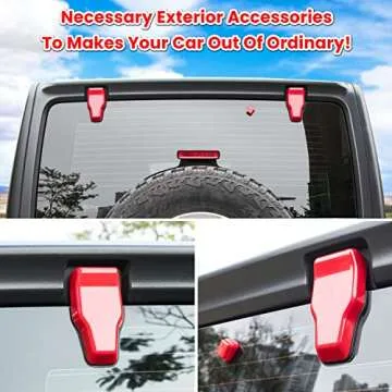 Rear Tail Door Window Hinge & Rain Wiper Nozzle Cover Trim for 2018-2024 Jeep Wrangler JL JLU Sports Sahara Freedom Rubicon Unlimited 2-Door & 4-Door Exterior Accessories Decoration (Red 3PCS)
