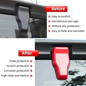 Rear Tail Door Window Hinge & Rain Wiper Nozzle Cover Trim for 2018-2024 Jeep Wrangler JL JLU Sports Sahara Freedom Rubicon Unlimited 2-Door & 4-Door Exterior Accessories Decoration (Red 3PCS)