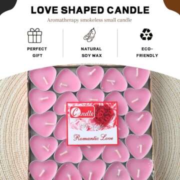 Heart Shaped Tealight Candles 50 Packs for Romantic Dinners and Weddings